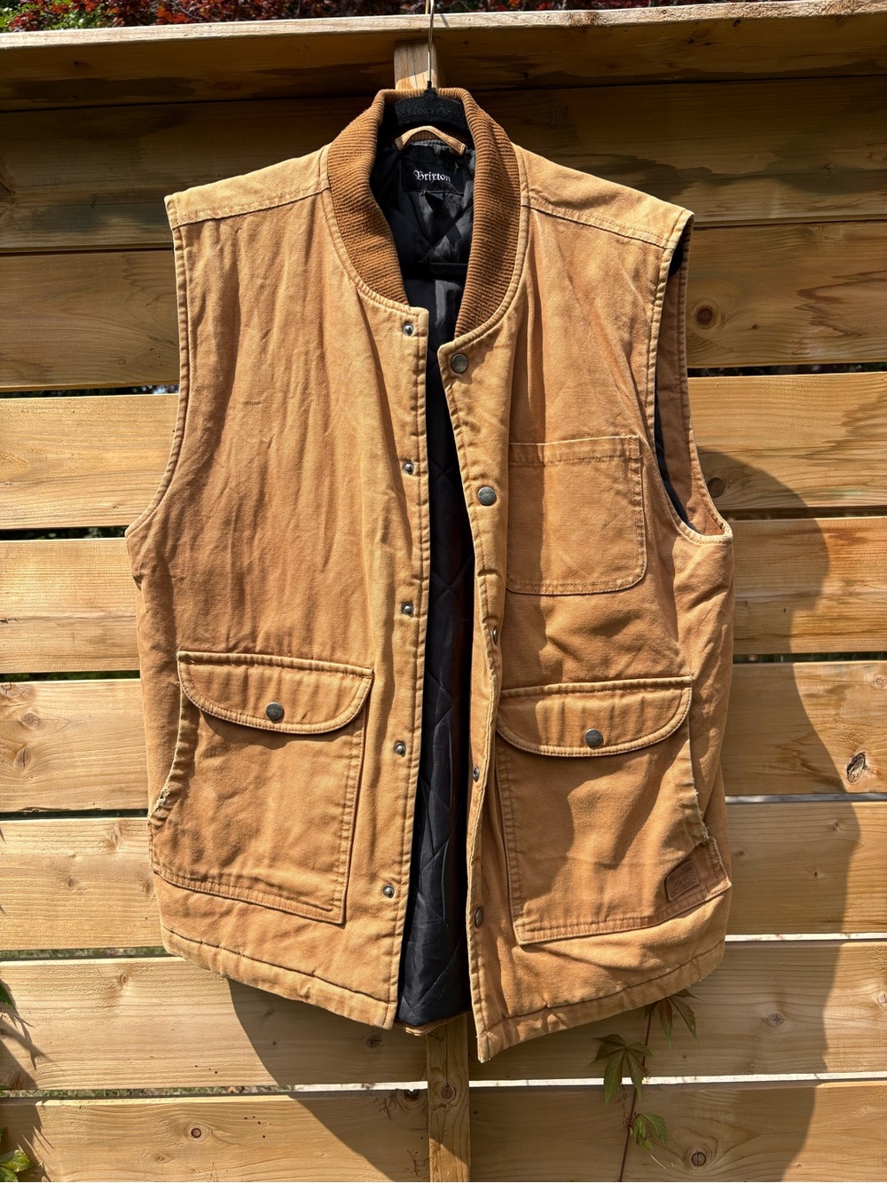 Brixton Tan Quilted-Lined Work Vest